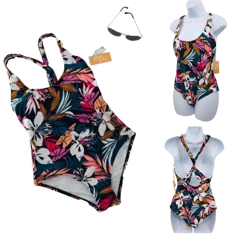 Kona Sol One Piece Tropical Floral Swimsuit